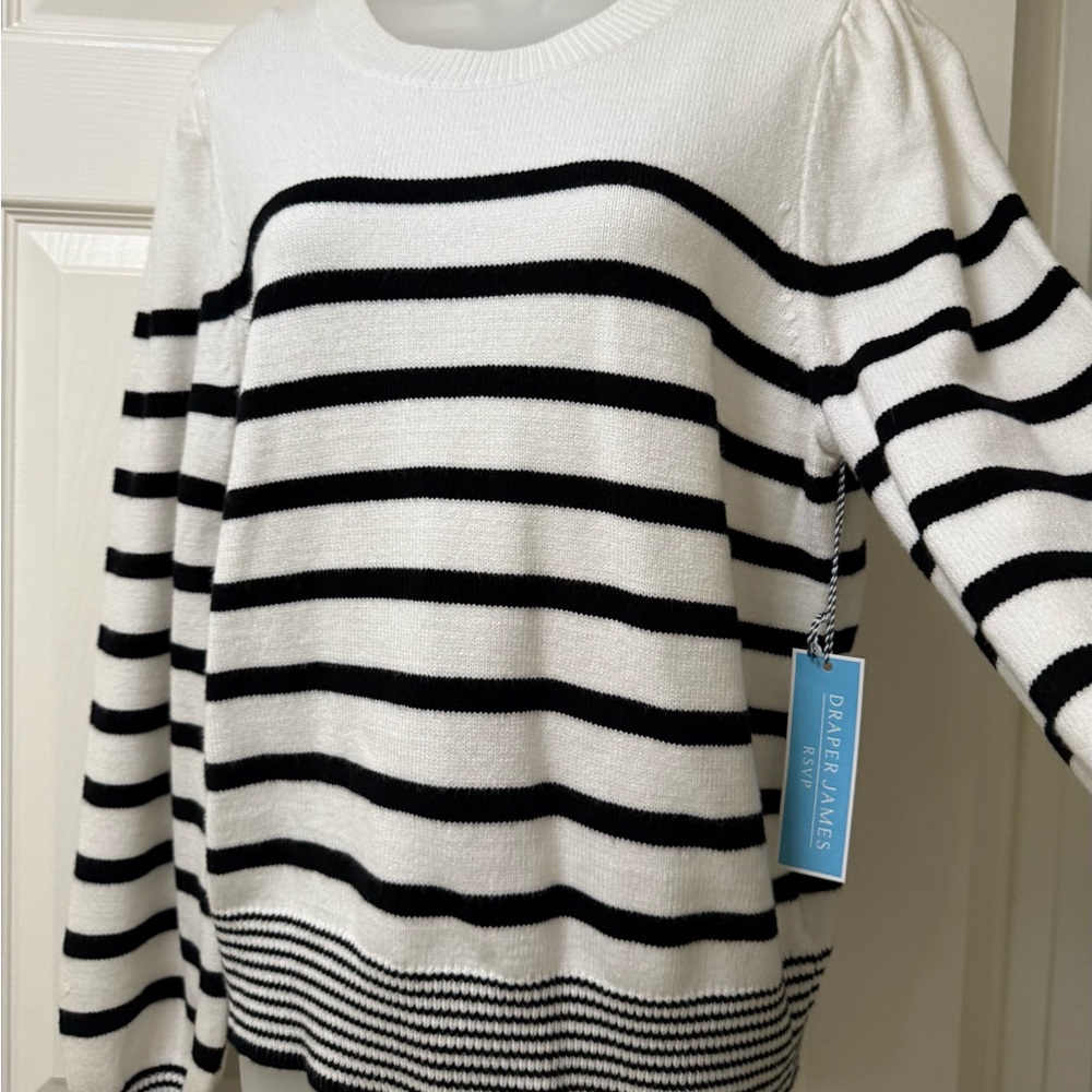 Draper James Women's Black and White Striped Sweater